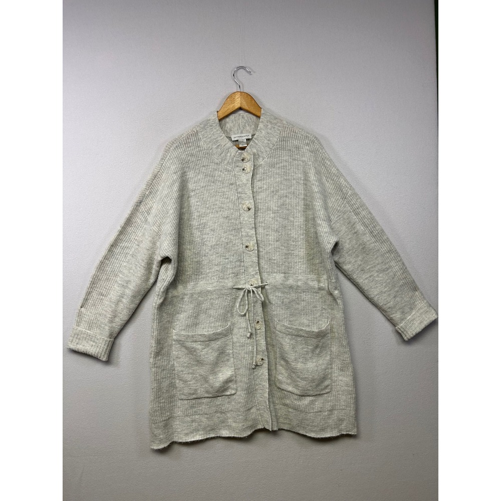 Cozycure Christopher & Banks Womens XL Gray Longline Drawstring Button Cardigan